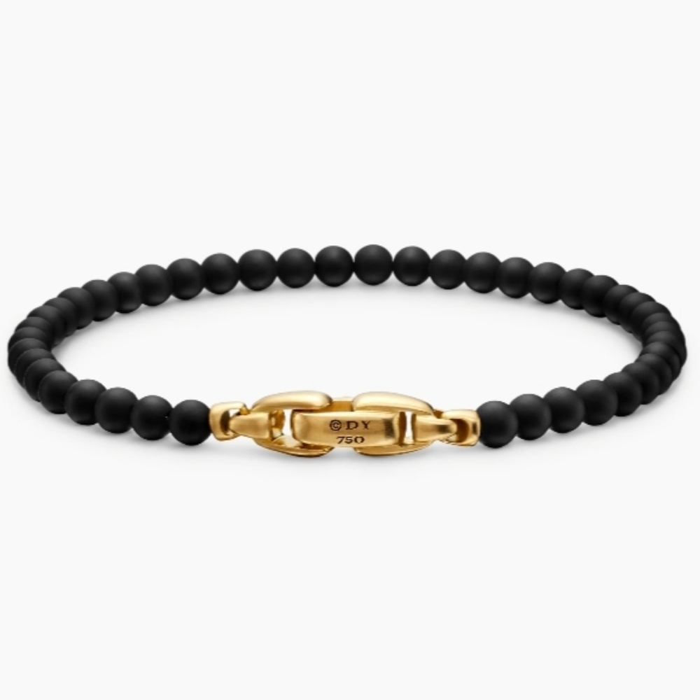 David Yurman Spiritual Beads Onyx and 18K Yellow Gold, 4mm